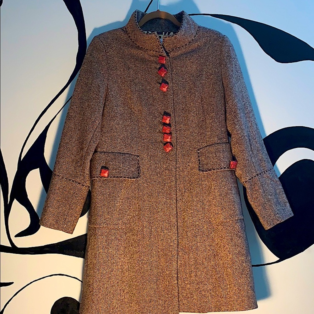 Soft Surroundings Brown Jacket leather buttons